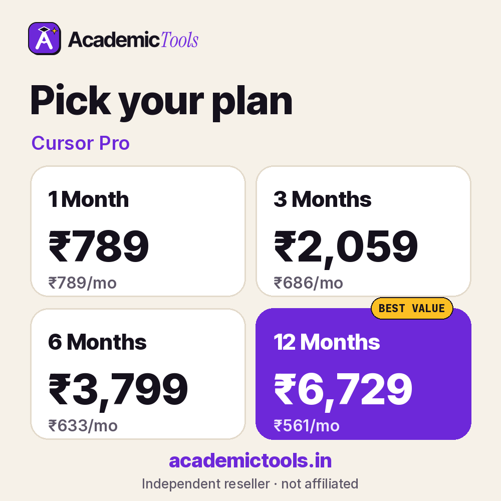 Cursor Pro cheap subscription plans – 1, 3, 6 and 12 months