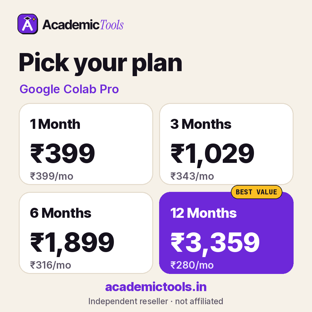 Google Colab Pro cheap subscription plans – 1, 3, 6 and 12 months