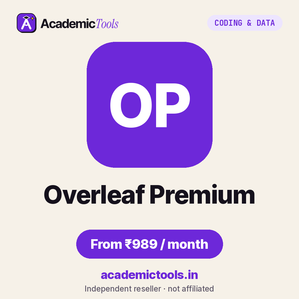 Overleaf Premium cheap subscription – ₹989 per month